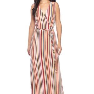 Multicolored Stripe Wrap Dress